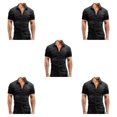 thumbnail image 3 of Camisa vaquera Jumpingount para hombre de manga corta estilo americano color Gris oscuro 2XL, 3 of 6