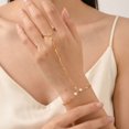 thumbnail image 5 of VNOX Gold Tone Stainless Steel Faux Pearl Hand Chain Bracelet for Women, Party Gift Jewelry, 5 of 6