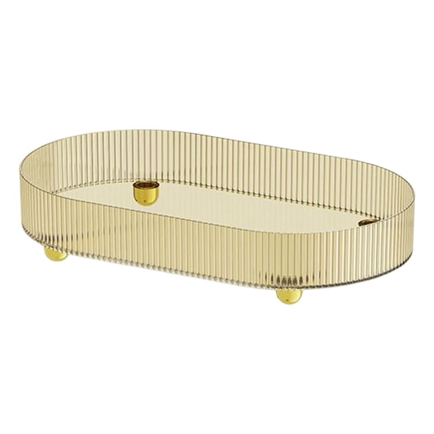 Bandeja de servicio Almacenamiento de despensa Bandejas de mesa de centro Bandeja de comida de usos múltiples Rectángulo antideslizante decorativo Dorado perfecl Bandeja de servir