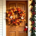 thumbnail image 4 of 18.11 inch Fall Wreaths for Front Door Outside,Autumn Wreath for Home Decoration,Fall Door Wreaths with Pumpkins Berries Maple Leaves for Thanksgiving Halloween Decorations Home Fall Decor,Z0-Orange, 4 of 9