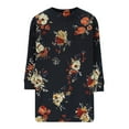 thumbnail image 6 of Womens Casual T Shirts 3/4 Length Sleeve Graphic Printed Base Tees Fall Tops Crew Neck Loose Fit Tunic Tops (2XL, Black 02), 6 of 6