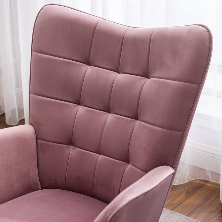 Roundhill Furniture Leiria Velvet Tufted Chair, Mauve photo 8