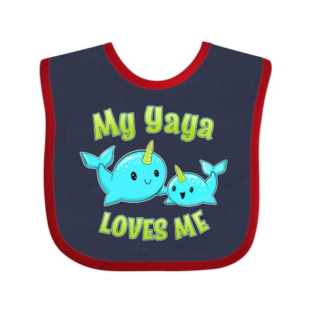 

Inktastic My Yaya Loves Me- Cute Narwhal Gift Baby Boy or Baby Girl Bib