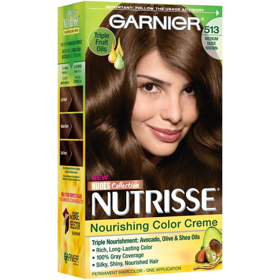 Garnier Nutrisse Nourishing Hair Color Creme, 513 Medium Nude Brown