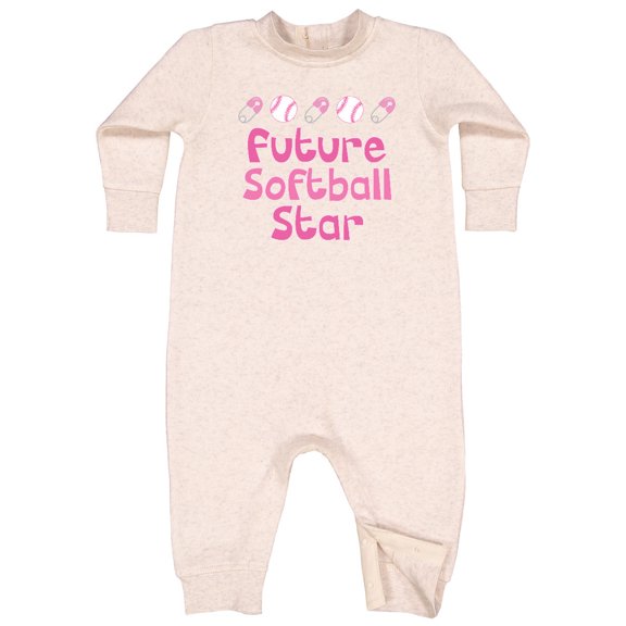 Inktastic Future Softball Star Baby Fleece Romper
