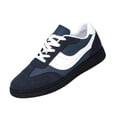 thumbnail image 3 of Domzle Women Retro Gum Sole Fashion Sneakers | Faux Leather Classic Tennis Skate Walking Shoes Anti Slip Trainers Blue, 3 of 7