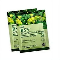 BSY Noni Black Hair Magic Hair color shampoo (20ml x 6 Sachets), Ammonia Free Hair Color Shampoo for men|Natural Black Permanent Hair Dye Shampoo for women, Noni Fruit Hair Dye, 5 Minutes HairColour
