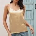 thumbnail image 2 of ZVNAΖH Women's V-neck Silk Satin Camisoles Tops Summer Casual Spaghetti Strap Tank Tops Basic Layer Undershirts Home Sleepwear, 2 of 5