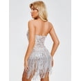 thumbnail image 4 of Vestido de lentejuelas BELLA BARNETT Fringe Silver Cocktail para mujer, 4 of 5
