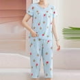 thumbnail image 2 of zbxnLI Plus Size Womens Pajama Sets Floral Short Sleeve Sleepwear Capri Pants Pjs Sets Loungewear Outfits, 2 of 7