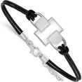 thumbnail image 1 of Sterling Silver Ss Rh-P Logoart University Of Illinois Small Center Leather Bracele (7 X 24) Made In United States ss023uil-7, 1 of 5