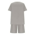 thumbnail image 6 of Summer Iyufng Linen Shorts Set Women,Summer Shorts Sets Plus Size 2 Piece Outfits,Solid Color Cotton and Linen Round Neck Split Five Part Pants Set,S-2XL, 6 of 9