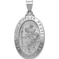 thumbnail image 1 of 14K White Gold Polished/Satin St Christopher Medal Hollow Pendant (36 X 18.5) Made In United States xr1307, 1 of 6