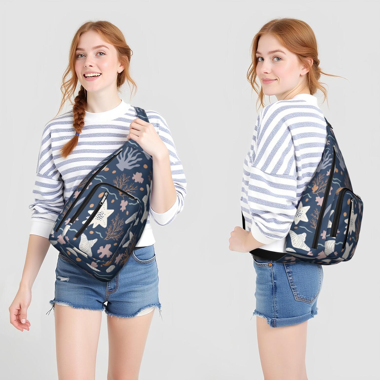 Starfish Sling Bag Small Travel Backpack for Women Men Unisex