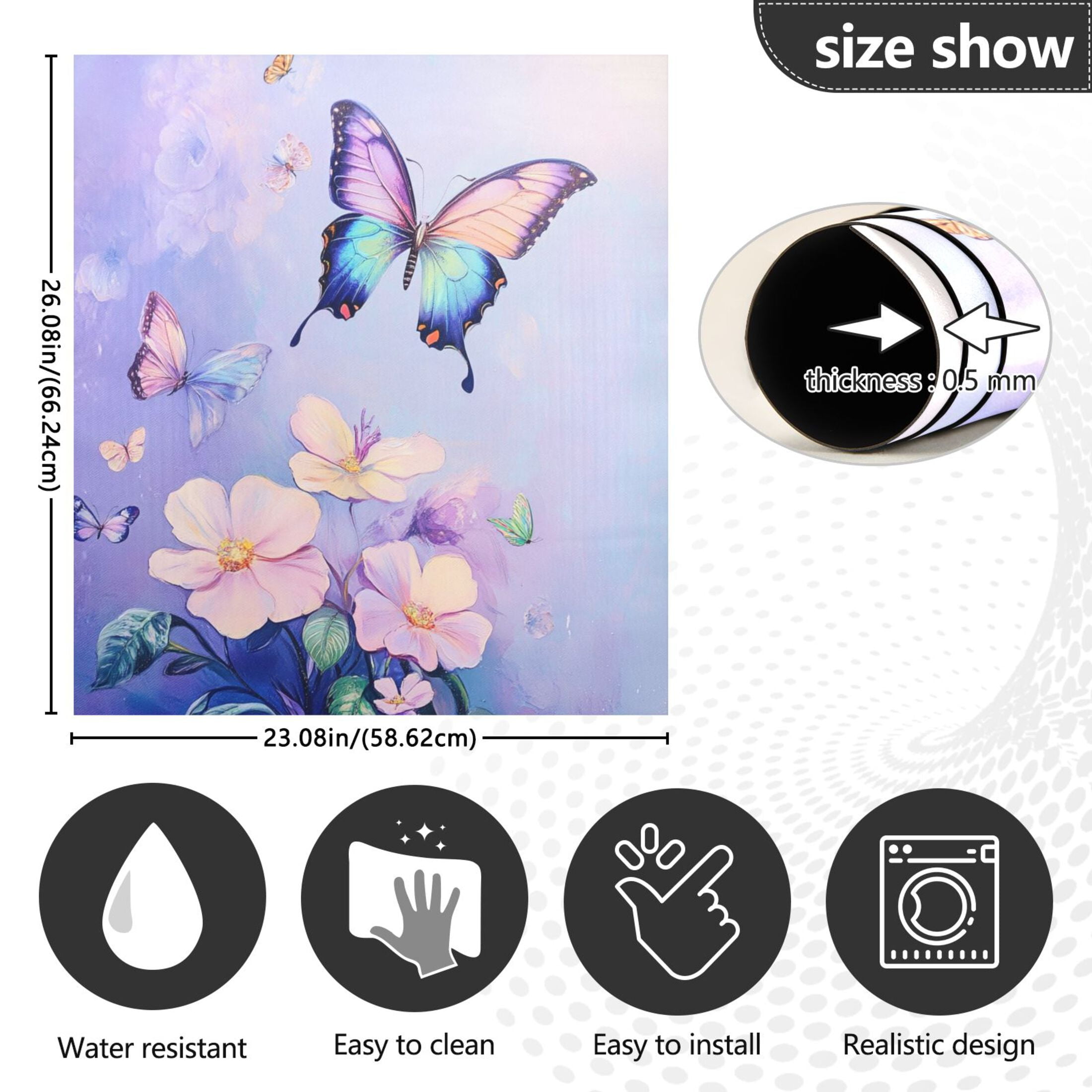 Dishwasher Magnetic Sticker 23x26 Inch Refrigerator Magnetic Sticker Washing Machine Magnetic Sticker Kitchen Panel Magnetic Sticker Home Decor Light Purple Rainbow Butterfly