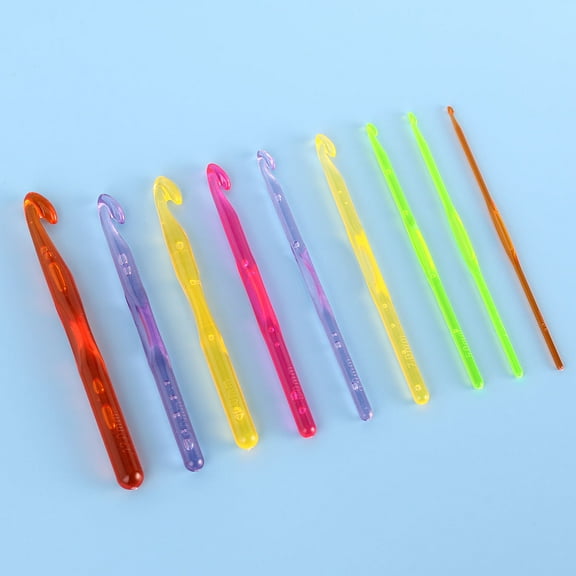 Masteelf 9pcs Assorted Single-head Plastic Crochet Hooks Knitting Needles in Different Sizes (3.0mm to 12.0mm)