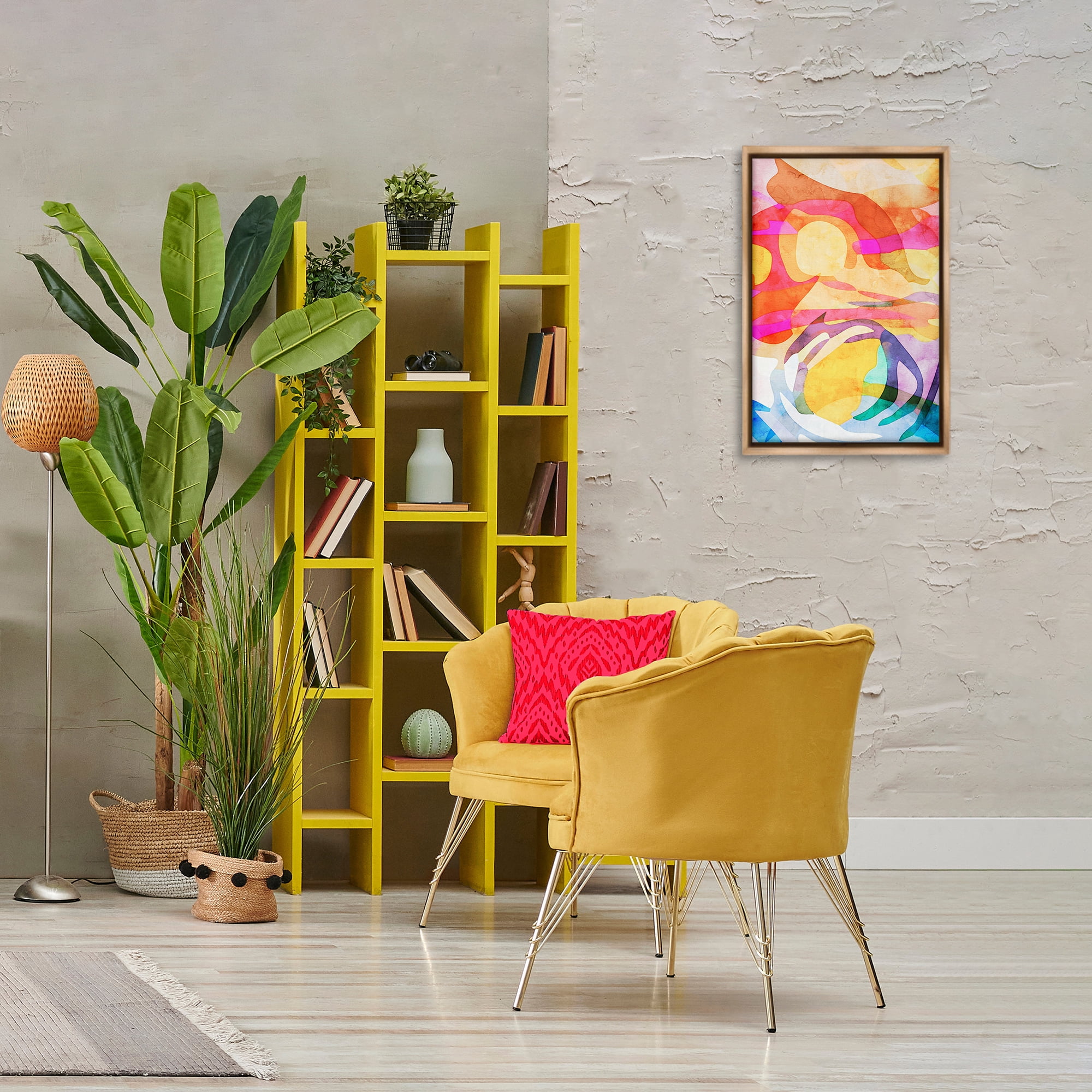 Stupell Industries Overlapping Transparent Shapes Abstract Painting Brown Floater Framed Canvas Art Print Wall Art, 17 x 25