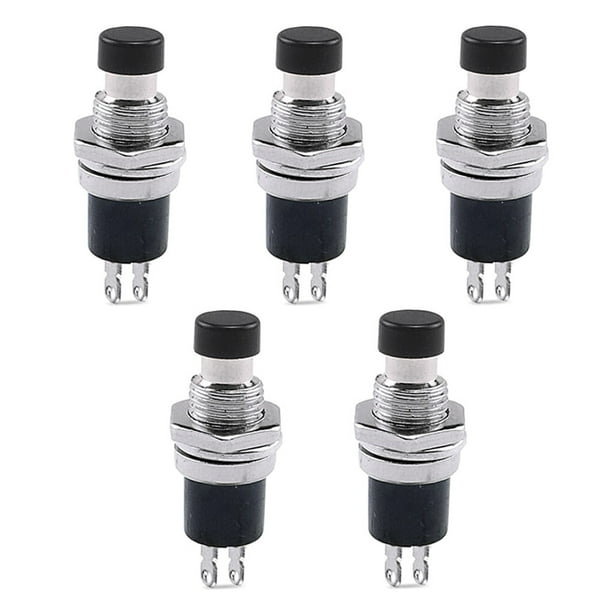 Riwesomey Botones eléctricos de 5 piezas, tapas redondas de reinicio automático, componentes de interruptores de alimentación de contacto de Herramientas y ferretería Negro
