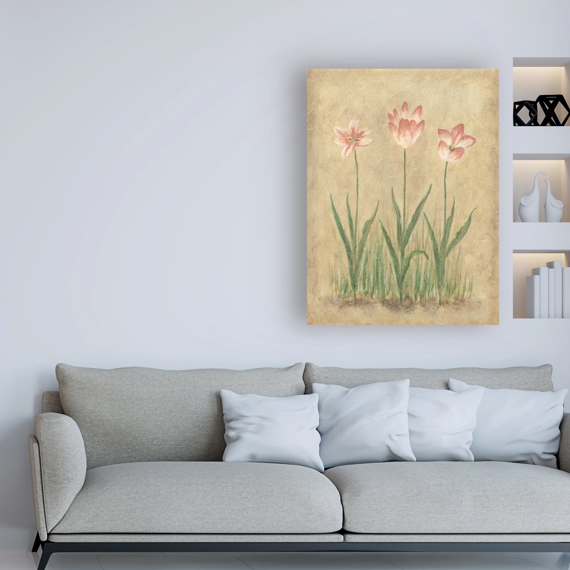 Trademark Fine Art 'Pink Blooms On Parchment' Canvas Art by Debra Lake