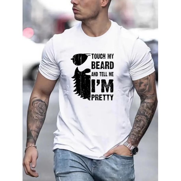 Camiseta con estampado "Toca mi Barba...", camisetas para hombre, camisetas casuales de manga corta para verano, camisetas de ocio