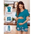 thumbnail image 4 of Ekouaer 3 PCS Maternity Nursing Pajamas Set Postpartum Breastfeeding Short Sleeve Shirts, 4 of 6