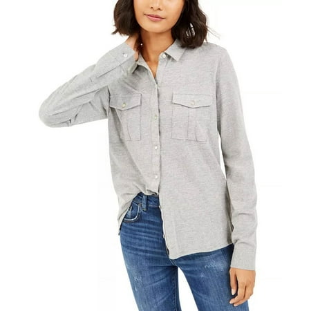 Lucky Brand Women's Button Up Shirt Grey Size Medium