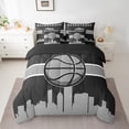 thumbnail image 2 of YST Sports Theme Bedding Set, 7-Piece, Basketball, Twin, Black Grey, Comforter Set, 2 of 4