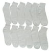 12 Pairs Of excell White Athletic Sports Ankle Socks for Ladies, Size 9-11