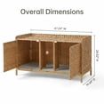 thumbnail image 2 of Rattan Hidden Litter Box Furniture 47.2" Double Litter Box Enclosure for 2 Cats with Mats, Play Ball & 2 Hooks, Large Cat Kitty House for Living Room/Bedroom Natural, 2 of 6