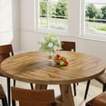 thumbnail image 3 of Tribesigns Round Dining Table for 4, Oak Kitchen Table 47 Inch Farmhouse Wood Kitchen Dinning Table for Kitchen Living Room, 3 of 6