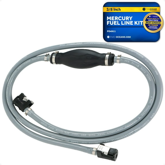 Five Oceans Mercury Marine Boat Fuel Line Kit, 3/8-Inch x 6-Foot, EPA/CARB Approved, Leakproof, Outboard Fuel Line for All Mercury Engine End and Tank End Male Fitting (Pre-1998) - FO4911