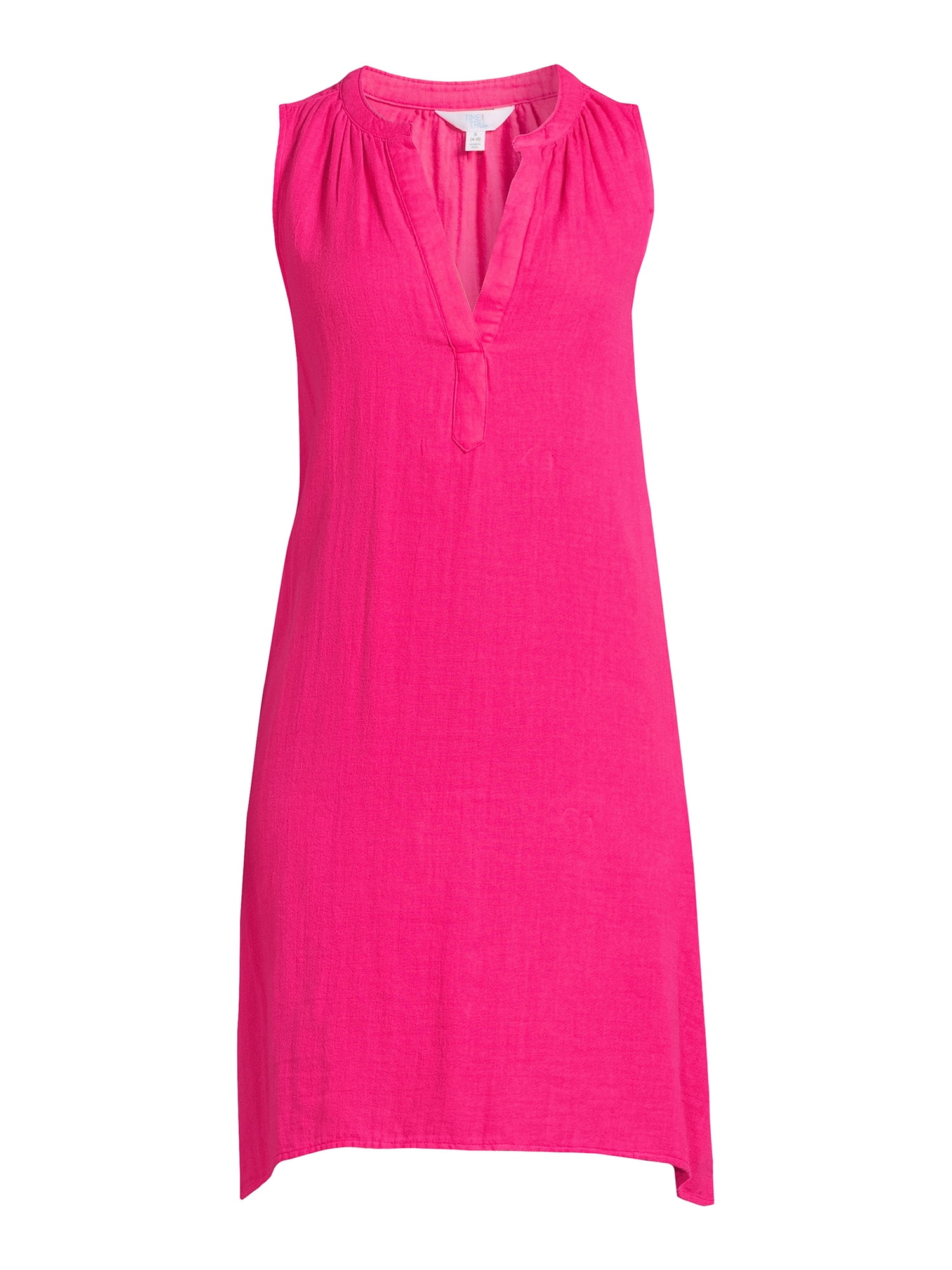 Time and Tru Women's Cotton Sleeveless Double Cloth Dress, Sizes XS-XXXL
