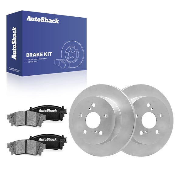 AutoShack Rear Brake Rotors & Ceramic Pads for Toyota, RAV4 2019-2024 Camry 2018-2025 Corolla Cross 2022-2024, AWD FWD L4 2.0L 2.5L V6 3.5L - Coated - ArmorStop - 11.06" (281 mm), 5-Lug