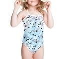 thumbnail image 2 of SEANATIVE Size 7-8 T One Piece Bathing Suit Casual Hippie Bats Star Moon Lace Up Swimsuit Durable Kids Beach Swimwear Girls Hoilday Gift, 2 of 5