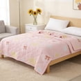 thumbnail image 4 of Fmbmuo Washed Cotton Summer Conditioning Quilt Lightweight Breathable Air Conditioner Blanket Machine Washable Twin Size (Pink), 4 of 5