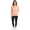 thumbnail image 3 of Women’s Lightweight Cotton Blend Zip Up Hoodie Jacket Peach Medium, 3 of 9