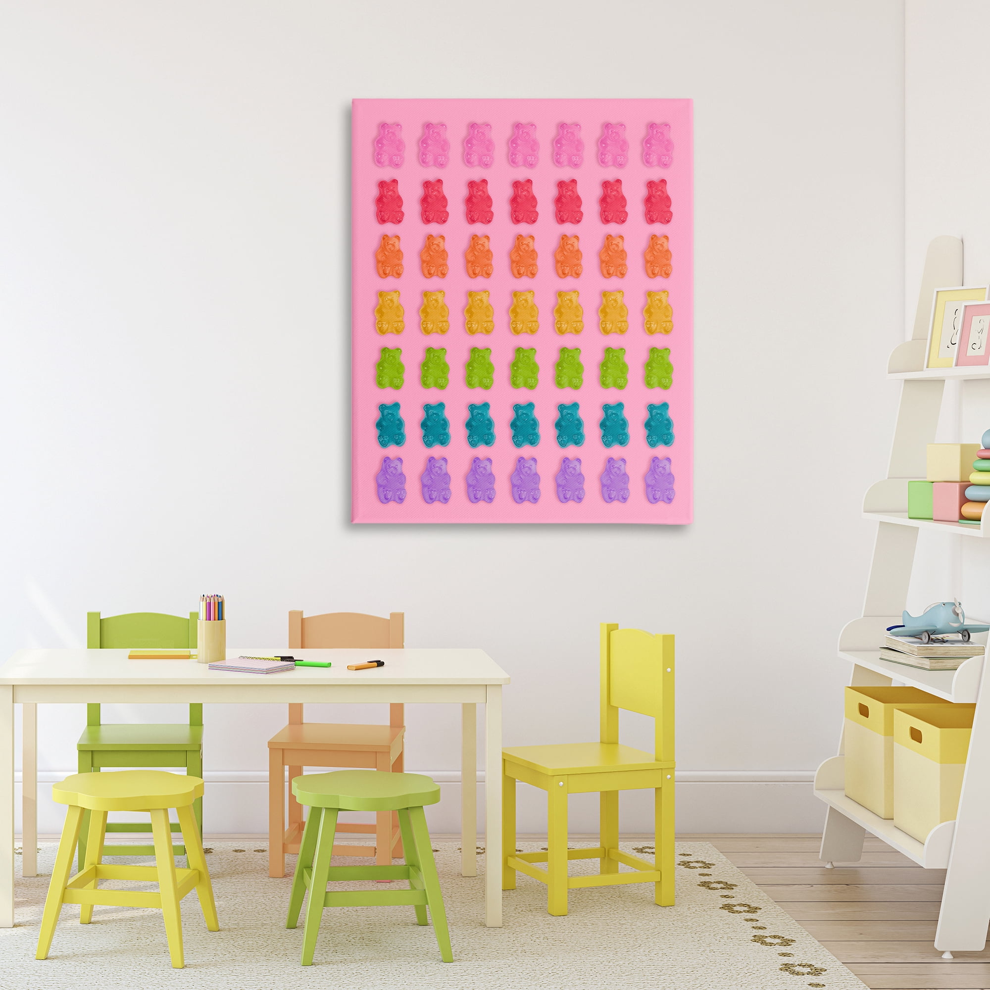 Stupell Industries Rainbow Candy Bears on Pink Canvas Wall Art, design by LISH Creative