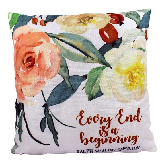 Every End is a Beginning | Pillow Cover | Ralph Waldo Emerson | Dorm Decor | Home Decor | Housewarming Gift | Aesthetic Room Decor