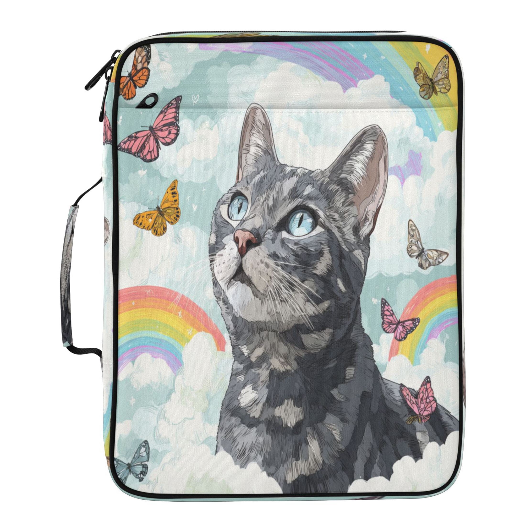 3 Ring Zipper Binder with Accordion File Organizer Waterproof Back to College Binder - 7 Layer Document Organizer for Study Home Office College Travel Supplies Colorful Butterflies