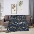 thumbnail image 1 of ZNDUO Japanese Blue Waves Pattern Throw Blanket, Lightweight Cozy Soft Throw Blanket for Couch, 80"x60" Throw Blankets for Bed, 1 of 8