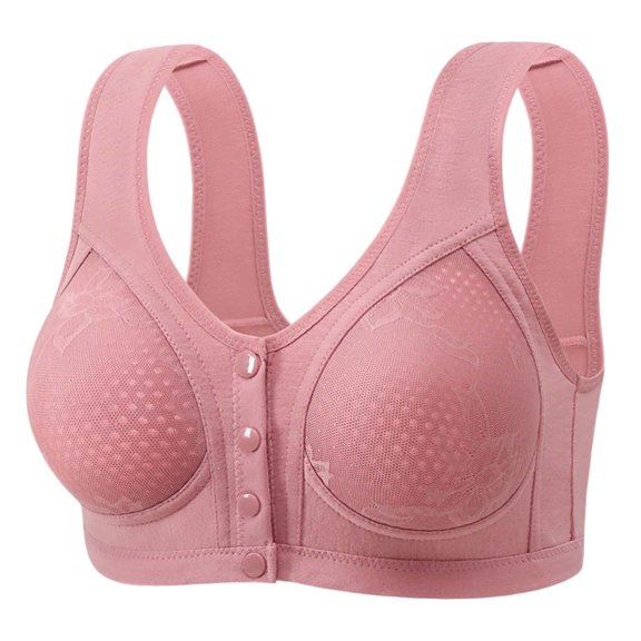 GEWSEY Daisy Bras for Older Women 2025 Sports Bras for Women High Support,No Underwire Wireless Push Up Full Coverage Pink, 44