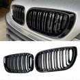 thumbnail image 1 of Car Front Kidney Grill Gloss Black Double Slat Hood Grille Racing Grills for BMW 3 Series E46 4 Door 2002-2005 Car Replacement, 1 of 5
