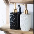 thumbnail image 3 of Qeeadeea Refillable Matt Soap Dispenser, Ceramic Soap Dispenser With Gold Pump, Bathroom Countertop Soap Dispensers-black-pattern, 3 of 7