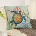 thumbnail image 5 of Summer Beach Pillow Cover 18x18inch Ocean Nautical Coastal Sea Turtle Octopus Outdoor Decorative Pillowcase for Patio Sofa Couch Vintage Rustic Coral Seahorse Whale teal Bedroom Home Decor, 5 of 6