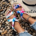 thumbnail image 5 of HTHLVMD Women's Boho Crisscross Strappy Sandals, Women's Flat Sandals Comfortable Open Toe Rubber Thong Cushion Easy to Clean for Women Indoor Outdoor Vacation, Blue 6, 5 of 5