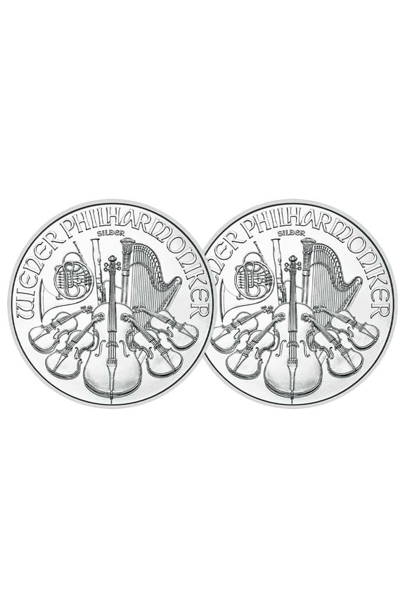 Lot of 2 - 2026 1.50 Euro Silver Austrian Philharmonic 1 oz BU