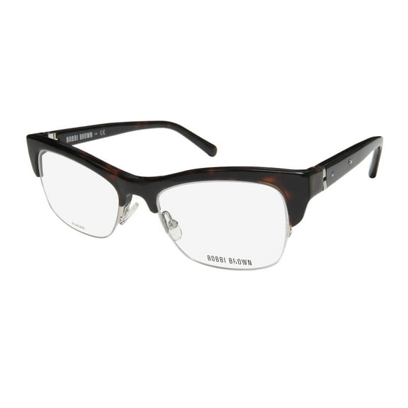 NEW BOBBI BROWN THE SUSAN WOMENS/LADIES CAT EYE HALF-RIM HAVANA PREMIUM SEGMENT CLASSY CAT EYE FRAME DEMO LENSES 49-17-135 SPRING HINGES EYEGLASSES/EYEWEAR