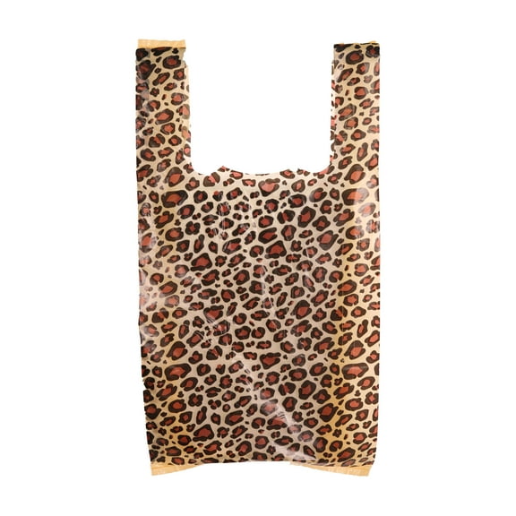 SSWBasics Small Leopard Print Plastic T-Shirt Bags - 8" x 5" x 16" - Case of 1000 -