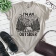 thumbnail image 2 of I'm An Outsider T-shirt, Unisex Women's Men's Outdoors Camping Ten Camper Mountain Hiking Outdoorsy, Light Silk Gray, 3X-Large, 2 of 6
