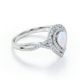 thumbnail image 3 of JeenMata 1.5 Carat Pear Cut Sunset Opal and Moissanite - Double Cluster - Pave Infinity Engagement Ring - 18K White Gold Plating over Silver, 3 of 7